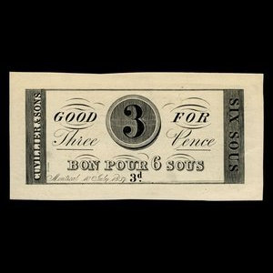 Canada, Cuvillier & Fils, 3 pence : 10 juillet 1837
