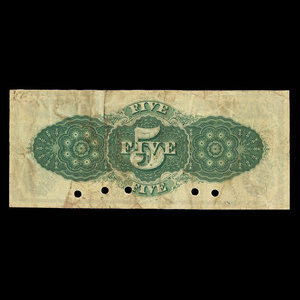 Canada, Jewett & Pitcher, 5 dollars : 1 décembre 1873
