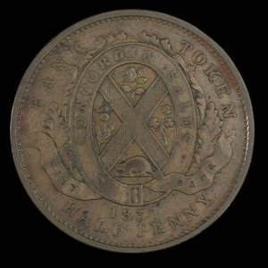 Canada, Banque de la Cité, 1/2 penny : 1837