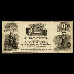 Canada, J. Hooper, aucune dénomination : 1887