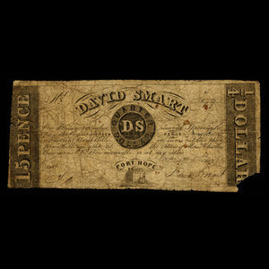 Canada, David Smart, 15 pence : 23 janvier 1839