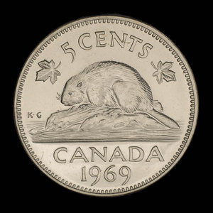 Canada, Élisabeth II, 5 cents : 1969
