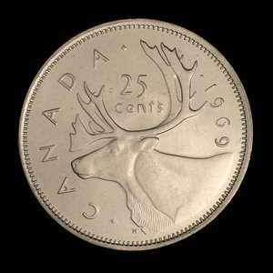 Canada, Élisabeth II, 25 cents : 1969