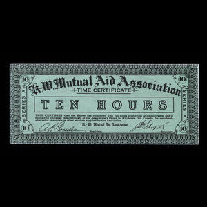 Canada, K.-W. Mutual Aid Association, 10 heures : 1935