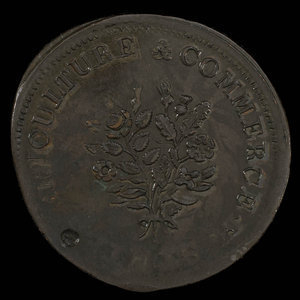 Canada, Société d'archéologie et de numismatique de Montréal, 1 sou : 1865