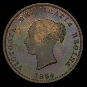 Canada, Province du Nouveau-Brunswick, 1/2 penny : 1854