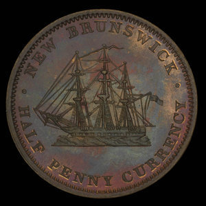 Canada, Province du Nouveau-Brunswick, 1/2 penny : 1854