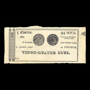 Canada, J.B. Cadieux, 24 sous : 20 juin 1837