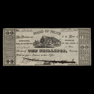 Canada, Cobourg Board of Police, 2 dollars : 26 décembre 1848