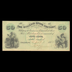 Canada, St. Alexis Spool Factory, 50 cents : 1 avril 1882