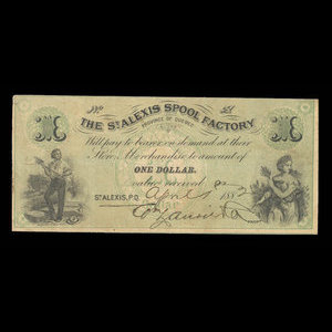 Canada, St. Alexis Spool Factory, 1 dollar : 1 avril 1882