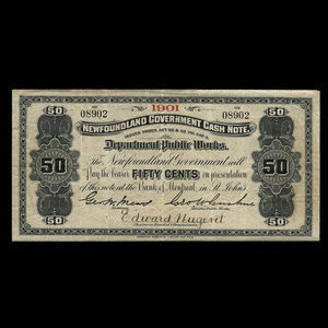 Canada, Terre-Neuve - Département des travaux publics, 50 cents : 1901