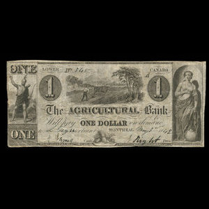 Canada, Agricultural Bank (Montréal), 1 dollar : 3 mai 1842