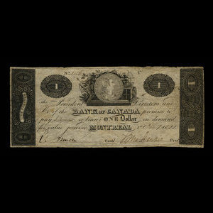 Canada, Bank of Canada, 1 dollar : 1 janvier 1822