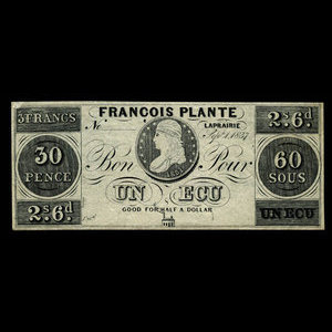 Canada, François Plante, 60 sous : 1 septembre 1837