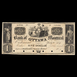 Canada, Banque de Ottawa, 1 dollar : 1838
