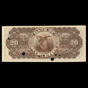 Canada, Bank of Hamilton, 20 dollars : 1 juin 1892