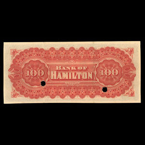 Canada, Bank of Hamilton, 100 dollars : 1 juin 1892