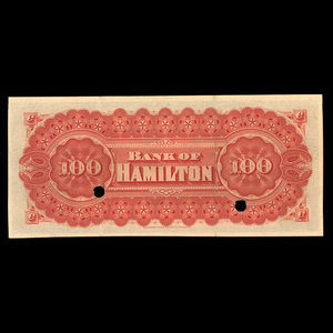 Canada, Bank of Hamilton, 100 dollars : 1 juin 1892