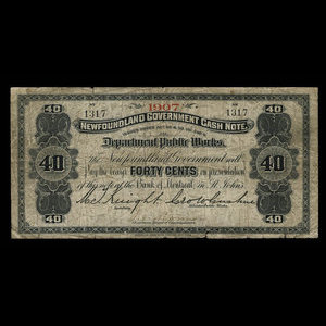 Canada, Terre-Neuve - Département des travaux publics, 40 cents : 1907