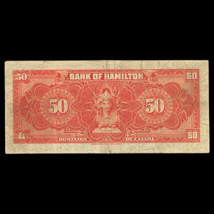 Canada, Bank of Hamilton, 50 dollars : 1 juin 1914