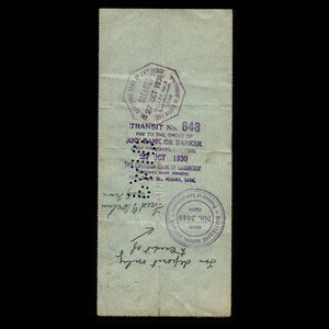 Canada, Bratt's Lake No.129, 185 dollars : 30 septembre 1930