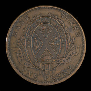 Canada, Banque de Montréal, 1 penny : 1842