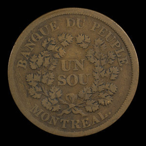 Canada, Banque du Peuple (People's Bank), 1 sou : 1838