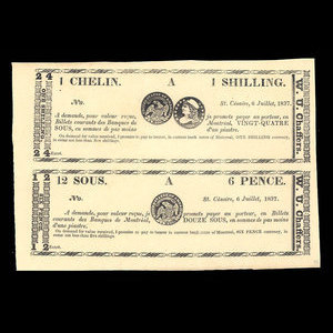 Canada, W.U. Chaffers, 6 pence : 6 juillet 1837