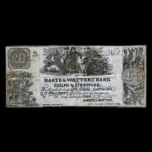 Canada, Harte & Watters, aucune dénomination : 1867