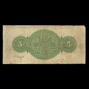 Canada, Merchants' Bank of Halifax, 5 dollars : 1 juillet 1871