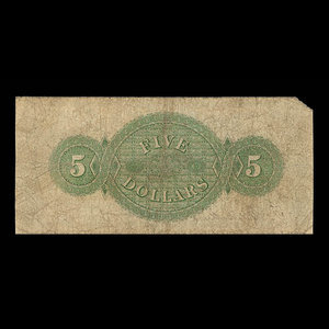 Canada, Merchants' Bank of Halifax, 5 dollars : 1 janvier 1872