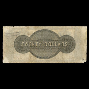 Canada, Merchants' Bank, 20 dollars : 1 octobre 1864