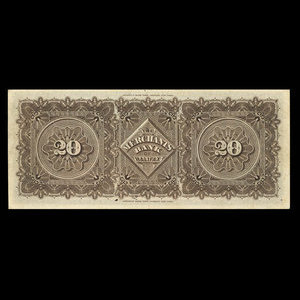 Canada, Merchants' Bank of Halifax, 20 dollars : 1 janvier 1883