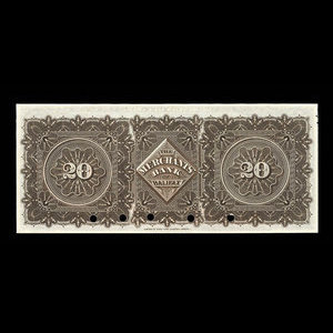 Canada, Merchants' Bank of Halifax, 20 dollars : 1 janvier 1898