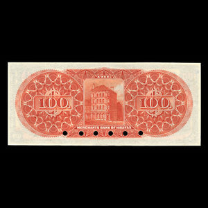 Canada, Merchants' Bank of Halifax, 100 dollars : 3 juillet 1899