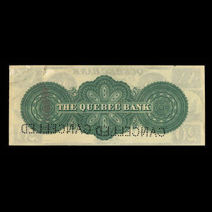 Canada, Banque de Québec, 20 dollars : 1863