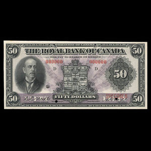 Canada, Banque Royale du Canada, 50 dollars : 3 janvier 1927