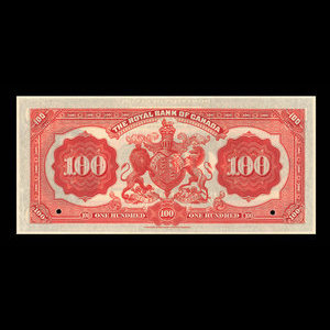 Canada, Banque Royale du Canada, 100 dollars : 2 janvier 1913