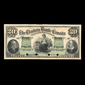 Canada, Traders Bank of Canada, 20 dollars : 1 novembre 1907