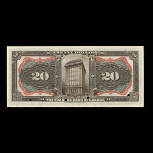 Canada, Traders Bank of Canada, 20 dollars : 2 janvier 1909