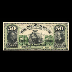 Canada, Traders Bank of Canada, 50 dollars : 2 juillet 1897