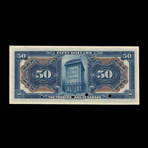 Canada, Traders Bank of Canada, 50 dollars : 2 janvier 1909