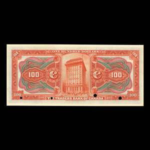 Canada, Traders Bank of Canada, 100 dollars : 2 janvier 1909