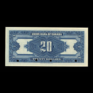 Canada, Union Bank of Canada (The), 20 dollars : 1 juillet 1921
