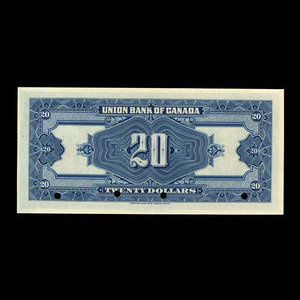 Canada, Union Bank of Canada (The), 20 dollars : 1 juillet 1921