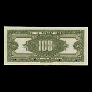 Canada, Union Bank of Canada (The), 100 dollars : 1 juillet 1921