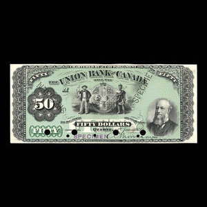 Canada, Union Bank of Canada (The), 50 dollars : 1 juin 1893