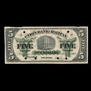 Canada, Union Bank of Halifax, 5 dollars : 1 avril 1900