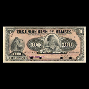 Canada, Union Bank of Halifax, 100 dollars : 1 septembre 1904